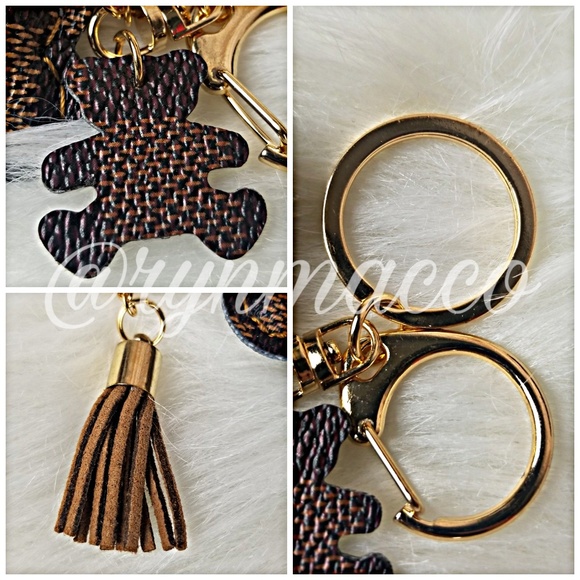 Brown Leather Teddy Bear Tassel Keyring - Picture 8 of 8